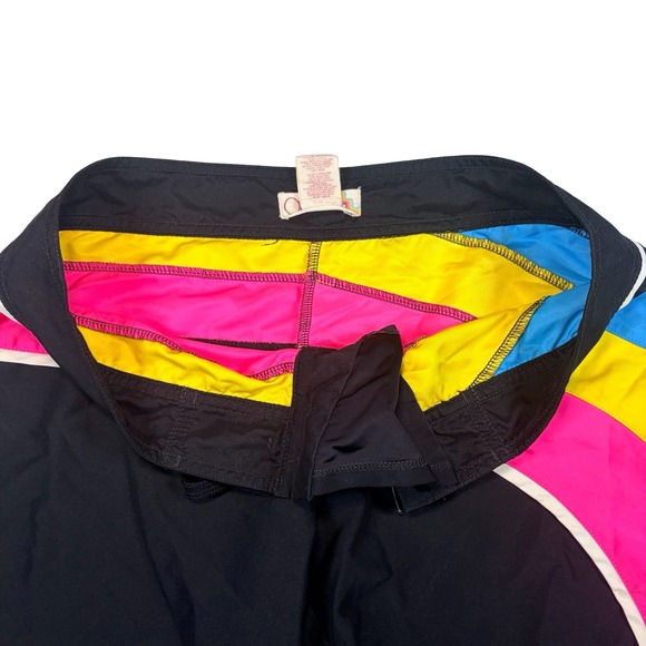 VTG Op Ocean Pacific Women Board Shorts Medium Black Retro Y2K Rainbow Surf Swim - Picture 3 of 10